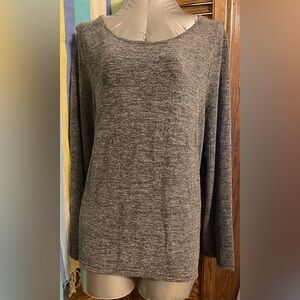 Marled black long sleeve top. She and Sky. Sheer insert.    Size L.